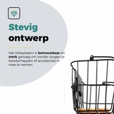 Voltano Stalen Fietsmand 23 Liter - Zwart / Bruin Hout - Incl. Bevestiging en Handvat