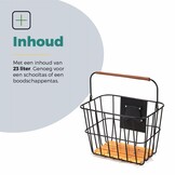 Voltano Stalen Fietsmand 23 Liter - Zwart / Bruin Hout - Incl. Bevestiging en Handvat