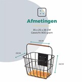 Voltano Stalen Fietsmand 23 Liter - Zwart / Bruin Hout - Incl. Bevestiging en Handvat