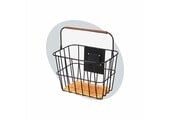 Voltano Stalen Fietsmand 23 Liter - Zwart / Bruin Hout