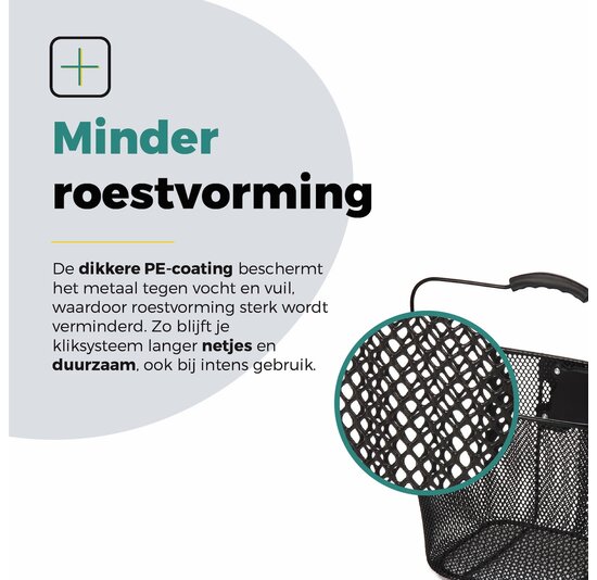 Voltano Stalen Fietsmand 23 Liter - Zwart Met Handvat - Incl. Bevestiging
