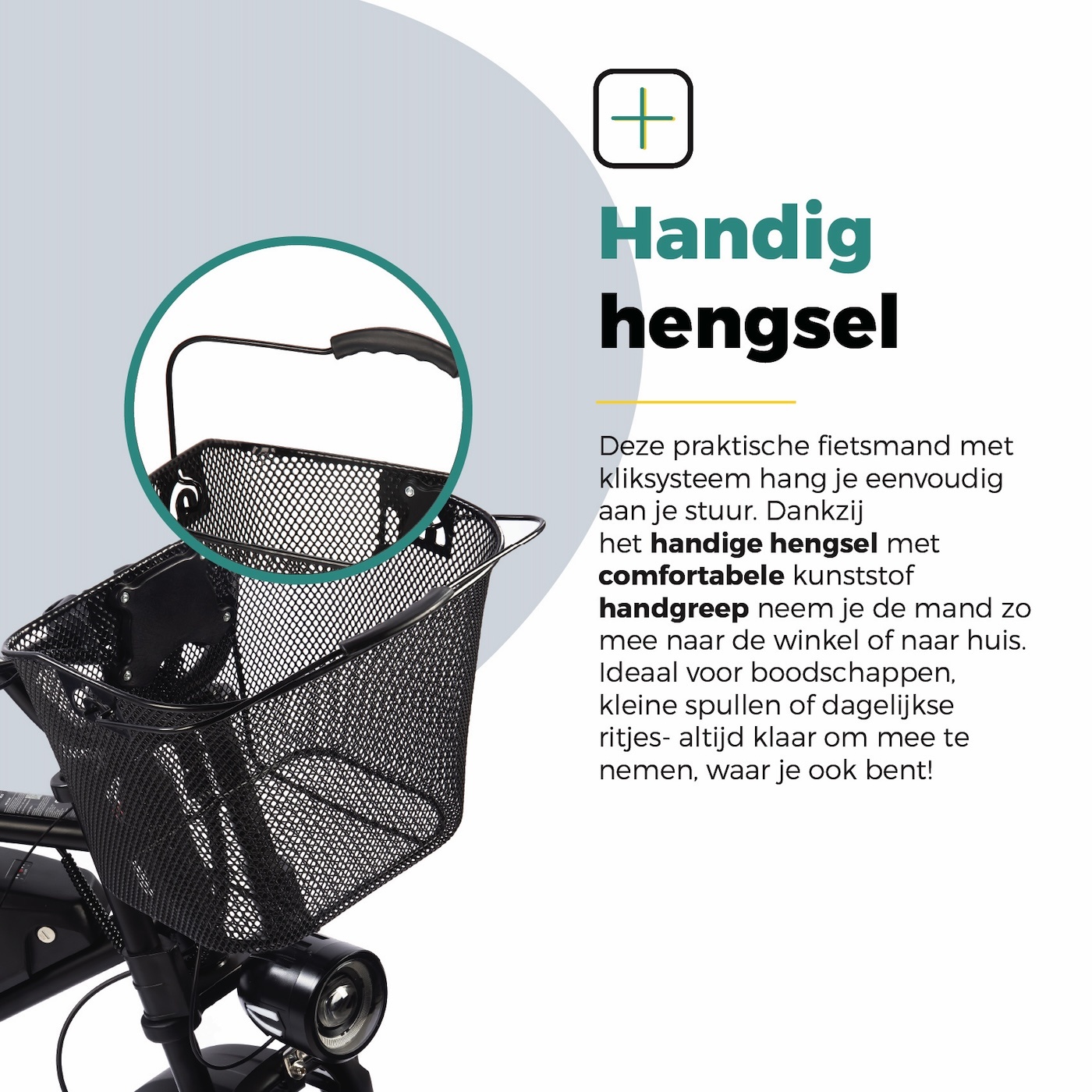 Voltano Stalen Fietsmand 23 Liter - Zwart Met Handvat - Incl. Bevestiging