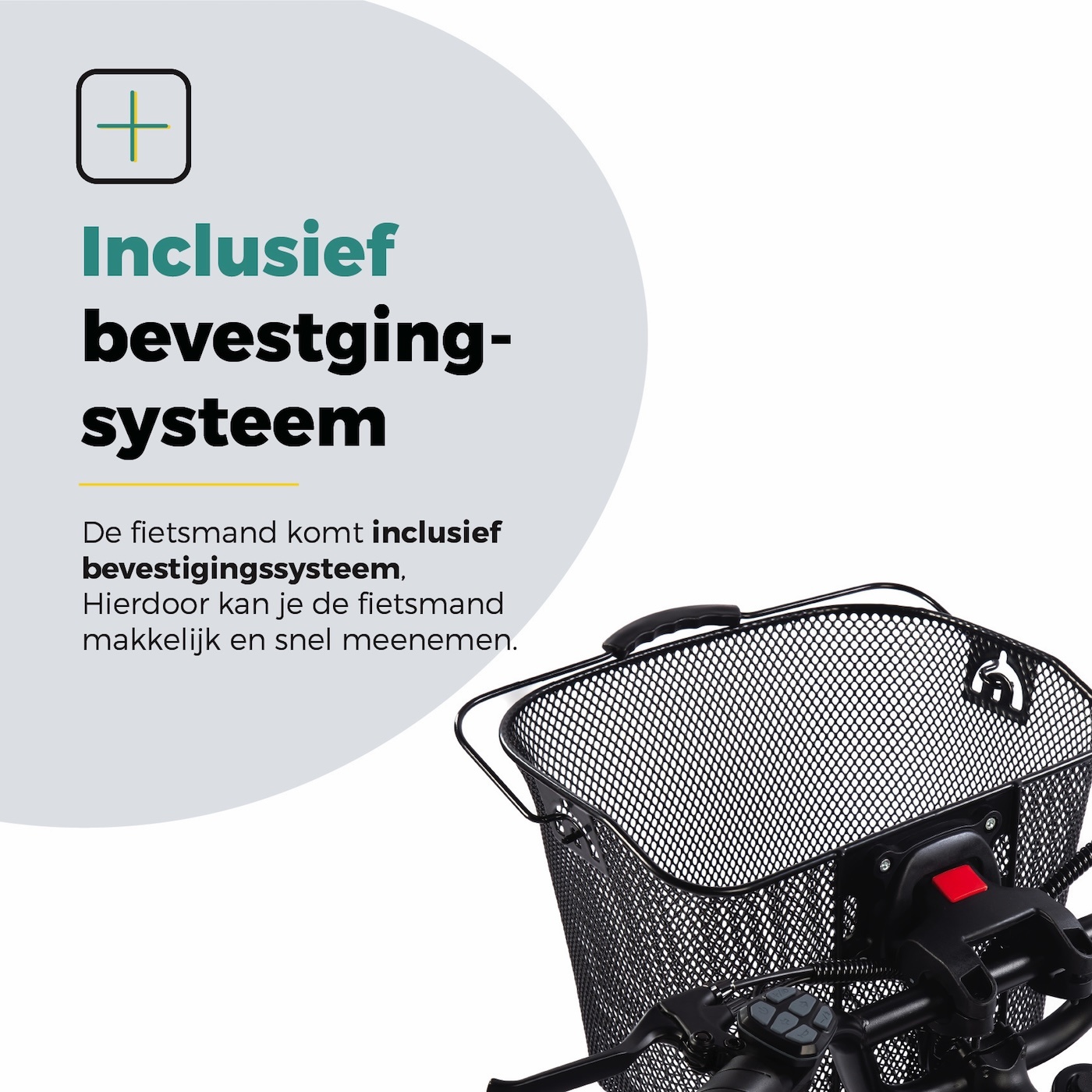 Voltano Stalen Fietsmand 23 Liter - Zwart Met Handvat - Incl. Bevestiging