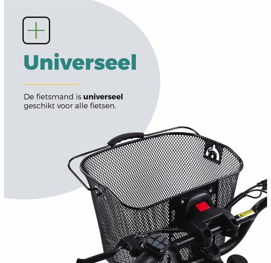 Voltano Stalen Fietsmand 23 Liter - Zwart Met Handvat - Incl. Bevestiging