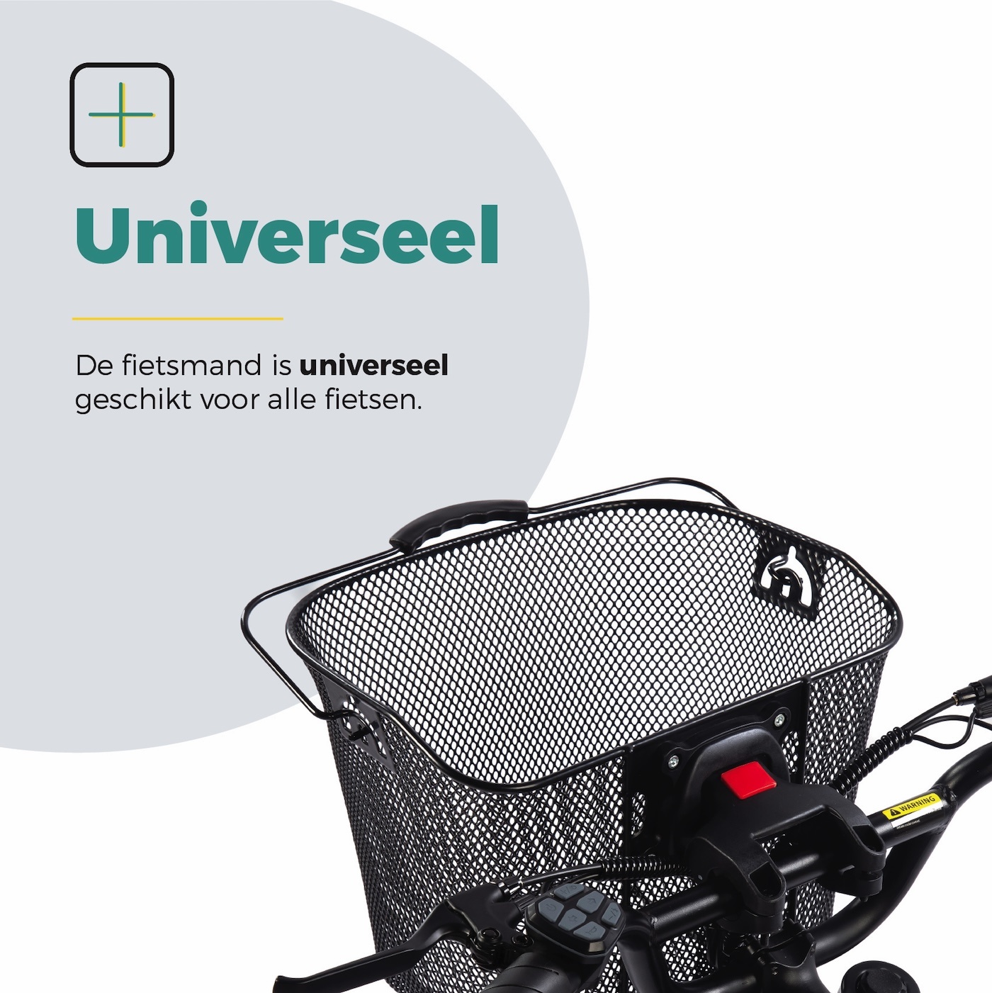 Voltano Stalen Fietsmand 23 Liter - Zwart Met Handvat - Incl. Bevestiging