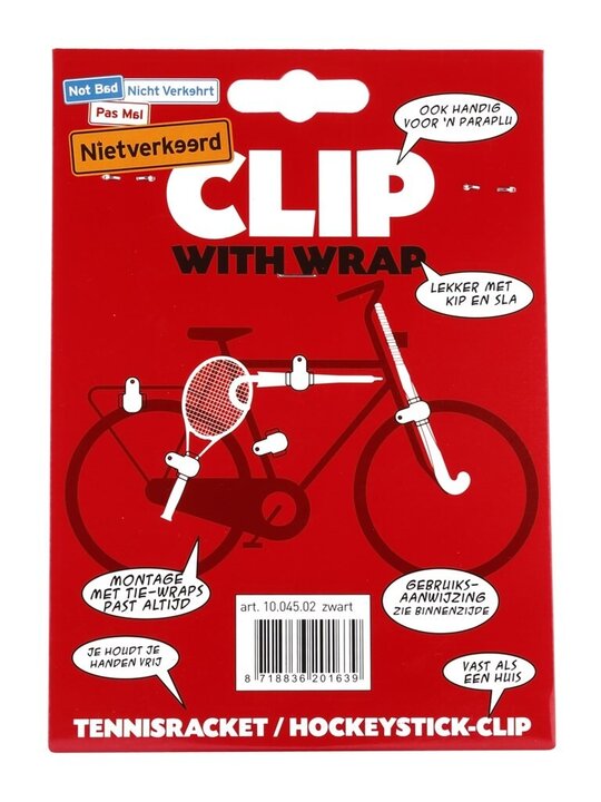 NietVerkeerd Klem Voor Hockey/Racketclip - Incl. Kabelbinders - Zwart