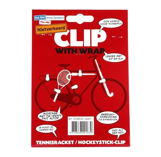 NietVerkeerd Klem Voor Hockey/Racketclip - Incl. Kabelbinders - Zwart
