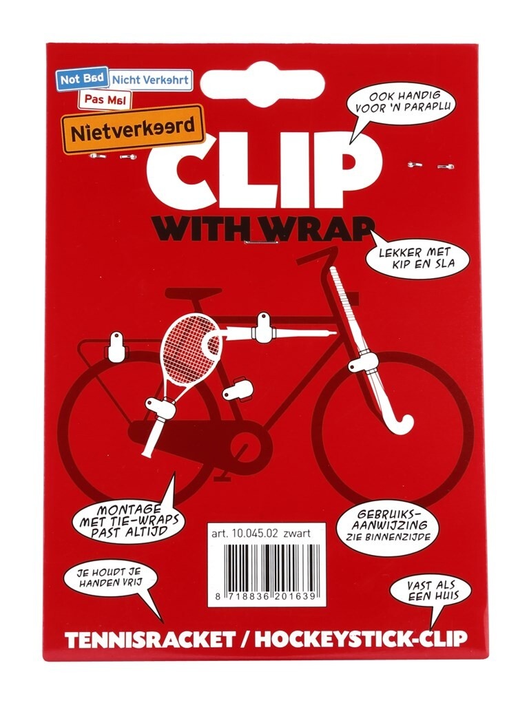 NietVerkeerd Klem Voor Hockey/Racketclip - Incl. Kabelbinders - Zwart