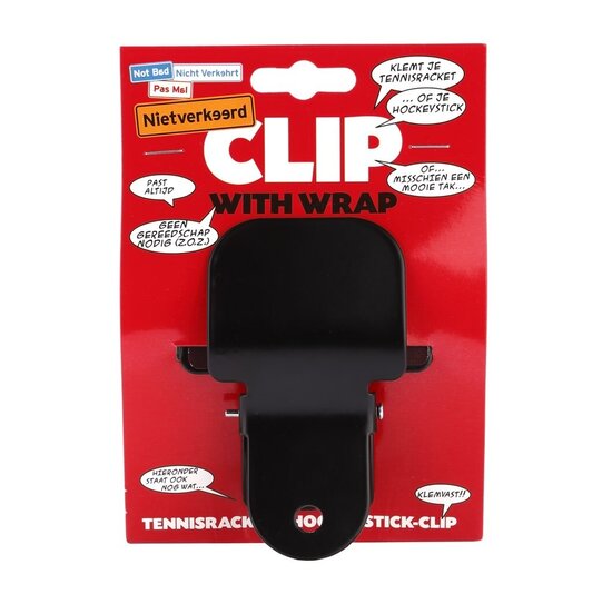 NietVerkeerd Klem Voor Hockey/Racketclip - Incl. Kabelbinders - Zwart