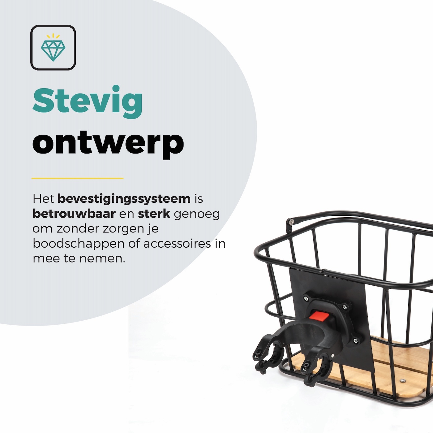 Voltano Fietsmand Pro 28 Liter - Zwart / Bruin Hout - Incl. Bevestiging en Handvat - Aluminium