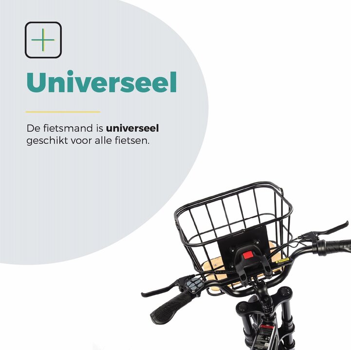 Voltano Fietsmand Pro 28 Liter - Zwart / Bruin Hout - Incl. Bevestiging en Handvat - Aluminium