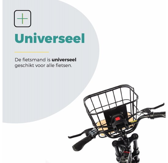 Voltano Fietsmand Pro 28 Liter - Zwart / Bruin Hout - Incl. Bevestiging en Handvat - Aluminium
