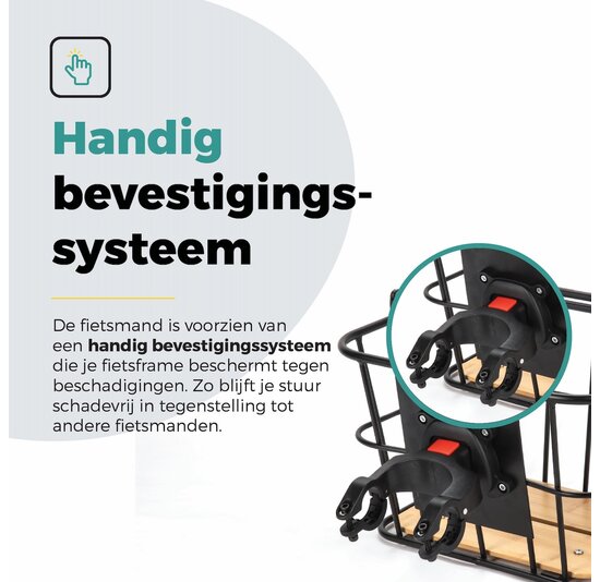 Voltano Fietsmand Pro 28 Liter - Zwart / Bruin Hout - Incl. Bevestiging en Handvat - Aluminium