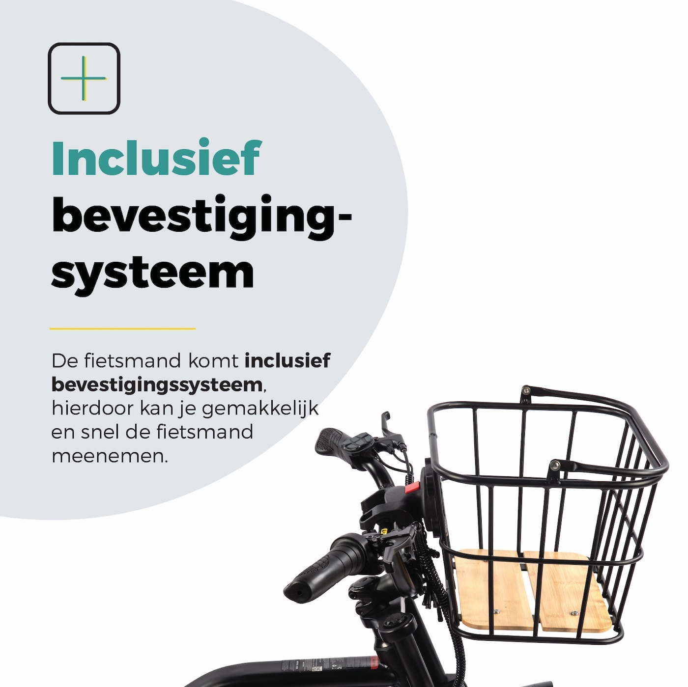 Voltano Fietsmand Pro 28 Liter - Zwart / Bruin Hout - Incl. Bevestiging en Handvat - Aluminium