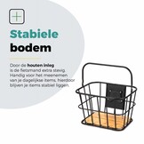 Voltano Fietsmand Pro 28 Liter - Zwart / Bruin Hout - Incl. Bevestiging en Handvat - Aluminium