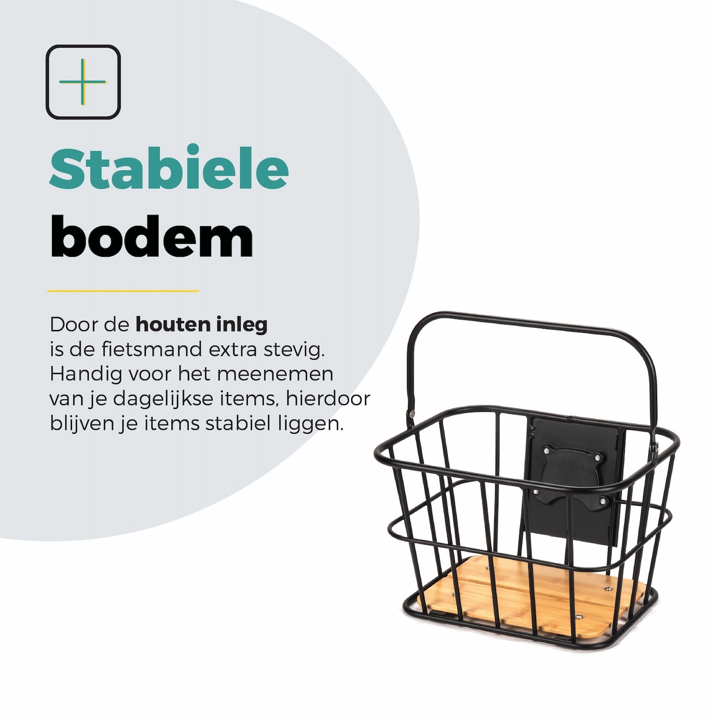 Voltano Fietsmand Pro 28 Liter - Zwart / Bruin Hout - Incl. Bevestiging en Handvat - Aluminium