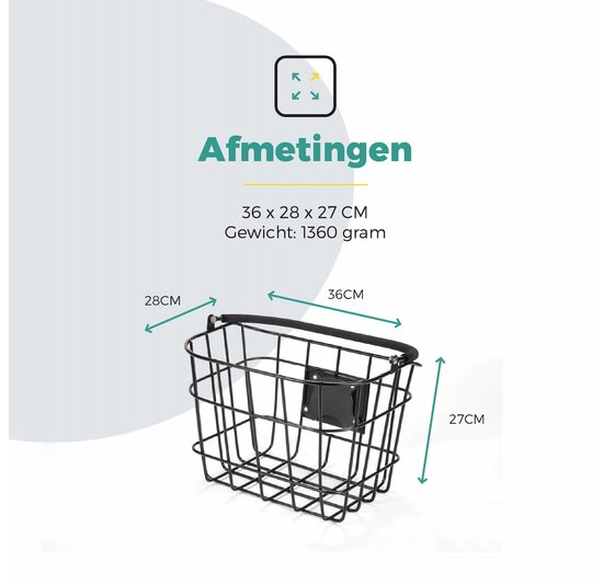 Voltano Fietsmand Pro 27 Liter - Zwart Met Handvat - Incl. Bevestiging En Handvat - Aluminium