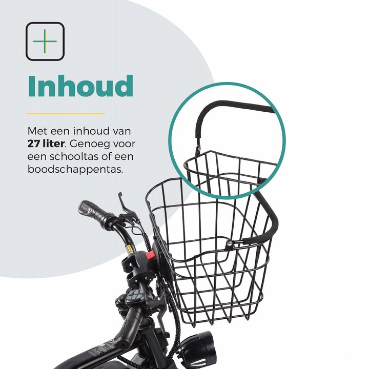 Voltano Fietsmand Pro 27 Liter - Zwart Met Handvat - Incl. Bevestiging En Handvat - Aluminium