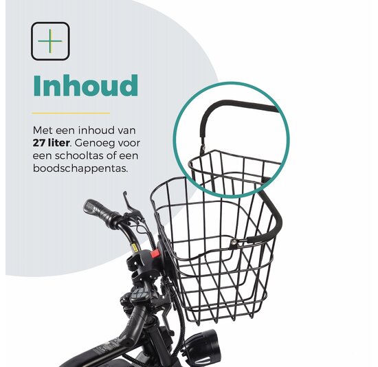 Voltano Fietsmand Pro 27 Liter - Zwart Met Handvat - Incl. Bevestiging En Handvat - Aluminium