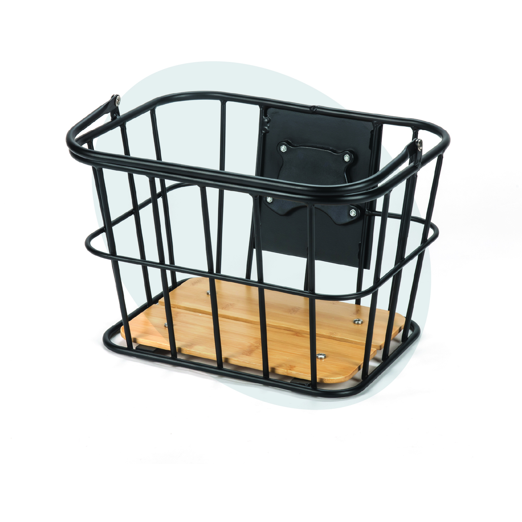 Voltano Fietsmand Pro 28 Liter - Zwart / Bruin Hout - Incl. Bevestiging en Handvat - Aluminium