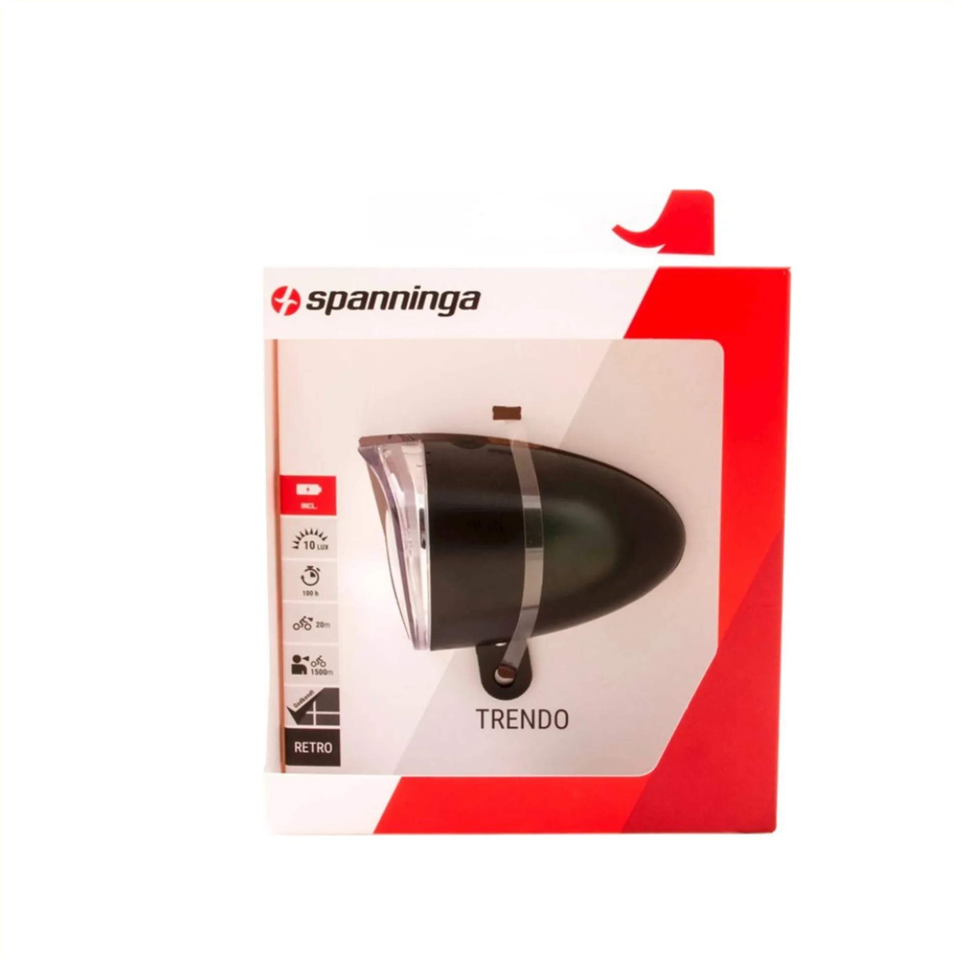 Spanninga Trendo XB Koplamp - Batterij -Zwart
