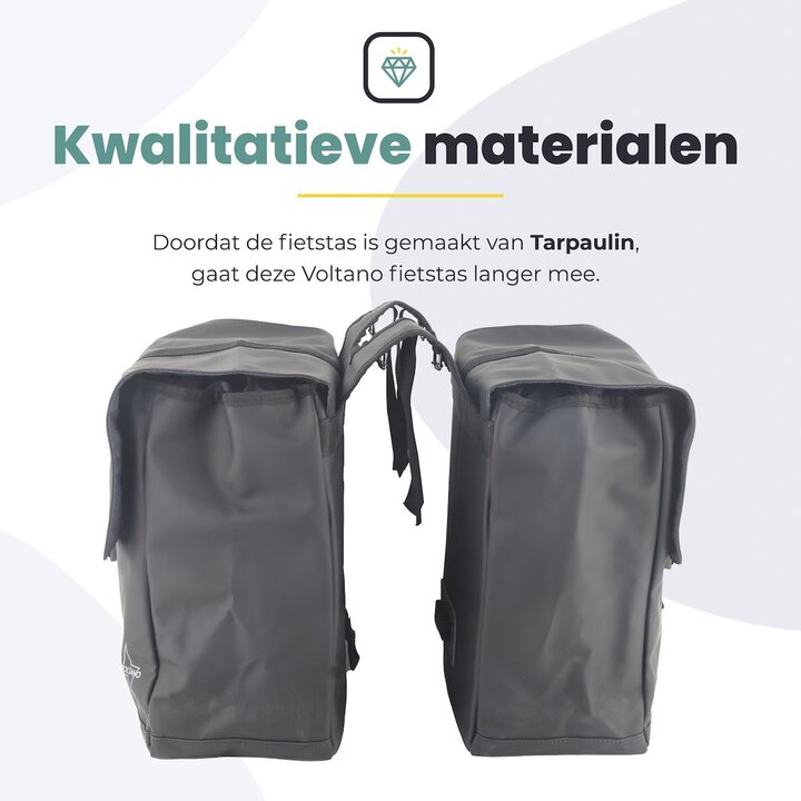 Voltano Dubbele Fietstas Urban - Zwart - 30 Liter - 100% Waterdicht - Afsluitbaar