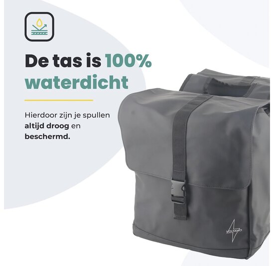 Voltano Dubbele Fietstas Urban - Zwart - 30 Liter - 100% Waterdicht - Afsluitbaar