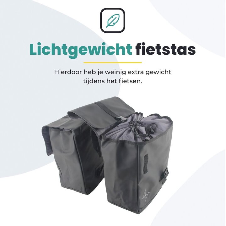 Voltano Dubbele Fietstas Urban - Zwart - 30 Liter - 100% Waterdicht - Afsluitbaar