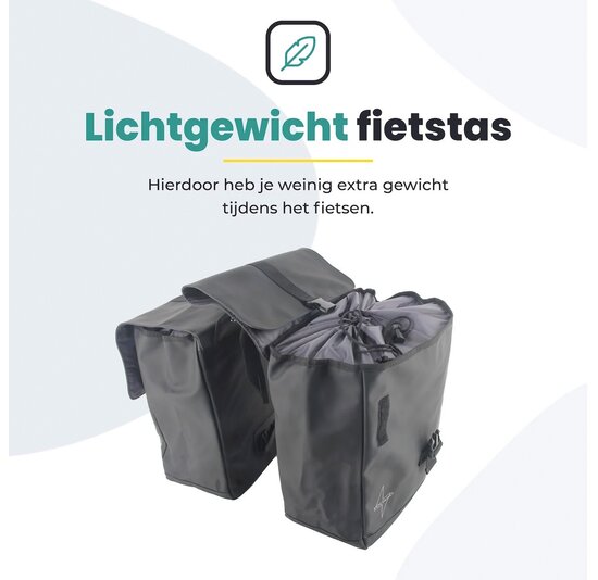 Voltano Dubbele Fietstas Urban - Zwart - 30 Liter - 100% Waterdicht - Afsluitbaar
