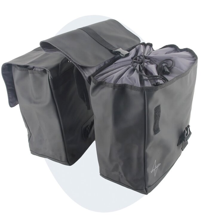 Voltano Dubbele Fietstas Urban - Zwart - 30 Liter - 100% Waterdicht - Afsluitbaar