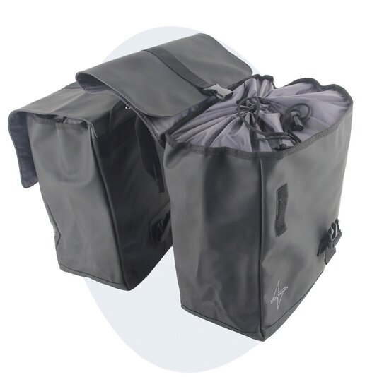 Voltano Dubbele Fietstas Urban - Zwart - 30 Liter - 100% Waterdicht - Afsluitbaar