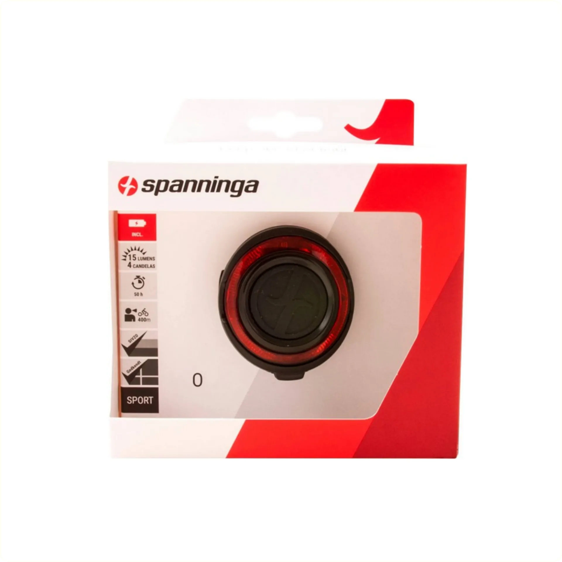 Spanninga Achterlicht O-Guard - Batterij - Zwart