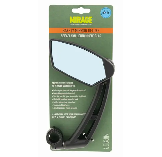Mirage Fietsspiegel DeLuxe - Met Lichtdimmend Glas - Zwart