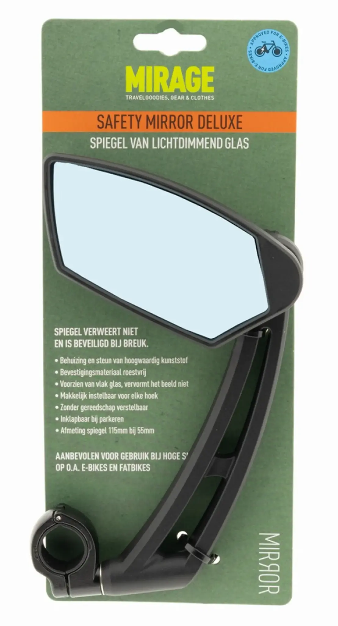 Mirage Fietsspiegel DeLuxe - Met Lichtdimmend Glas - Zwart