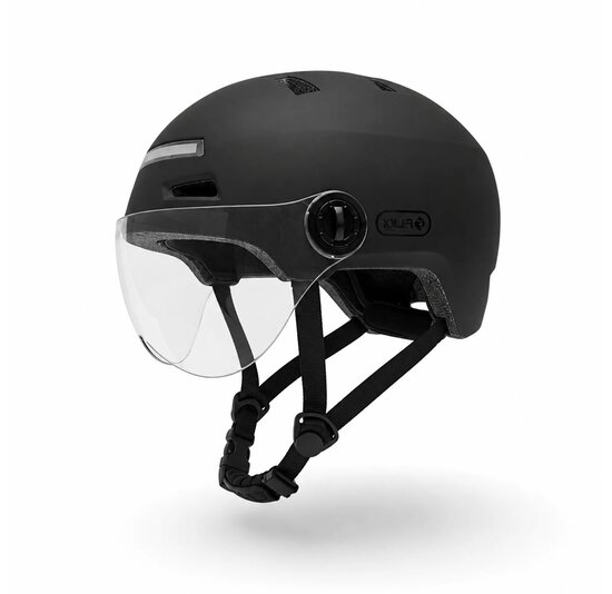 FALKX Snorscooter / Speedpedelec Helm Met vizier - Led Voorlicht En Achterlicht - Mat Zwart