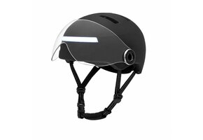 FALKX Snorscooter / Speedpedelec Helm Met vizier - Led Voorlicht En Achterlicht - Mat Zwart