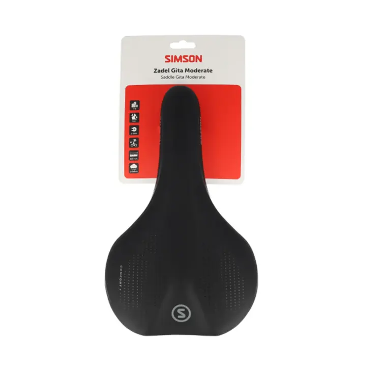 Simson Gita Moderate Fietszadel - Unisex - Zwart