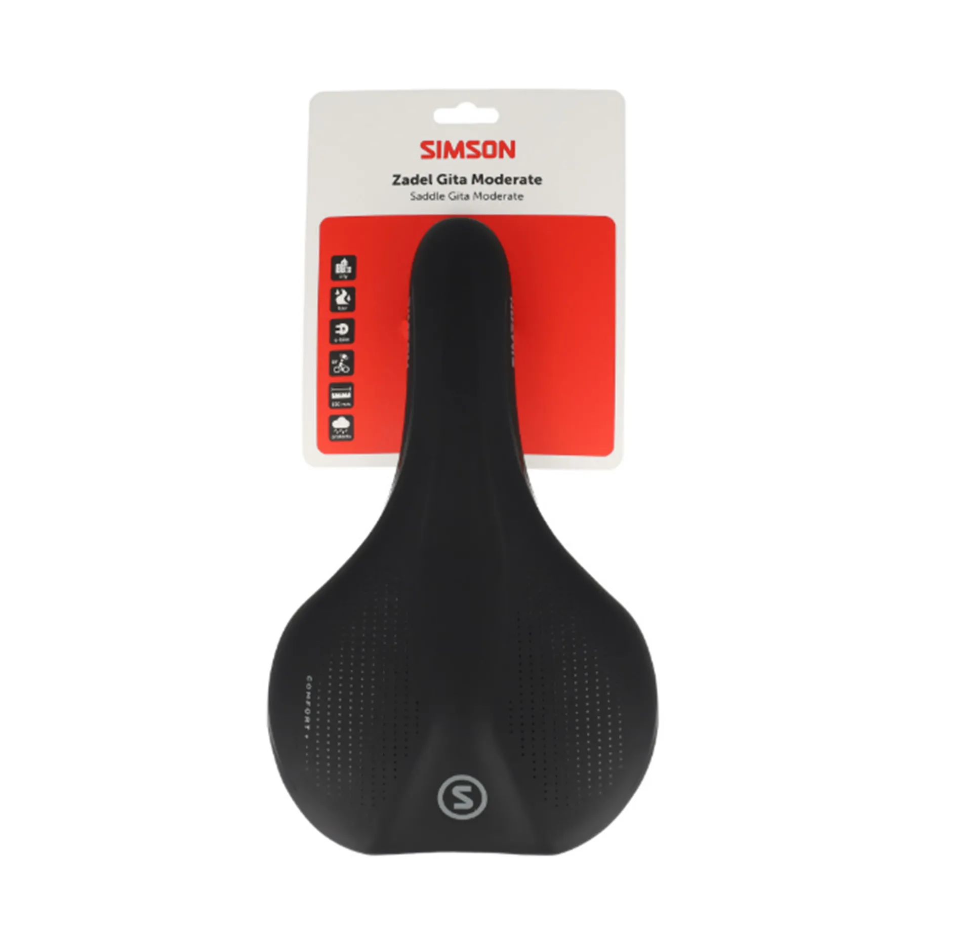 Simson Gita Moderate Fietszadel - Unisex - Zwart