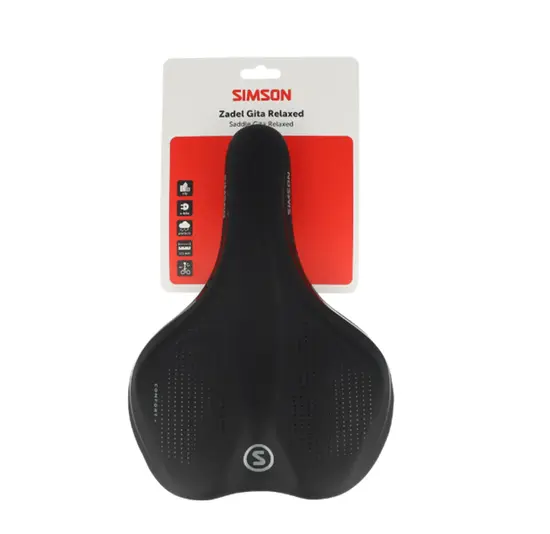 Simson Gita Relaxed Fietszadel - Unisex - Zwart