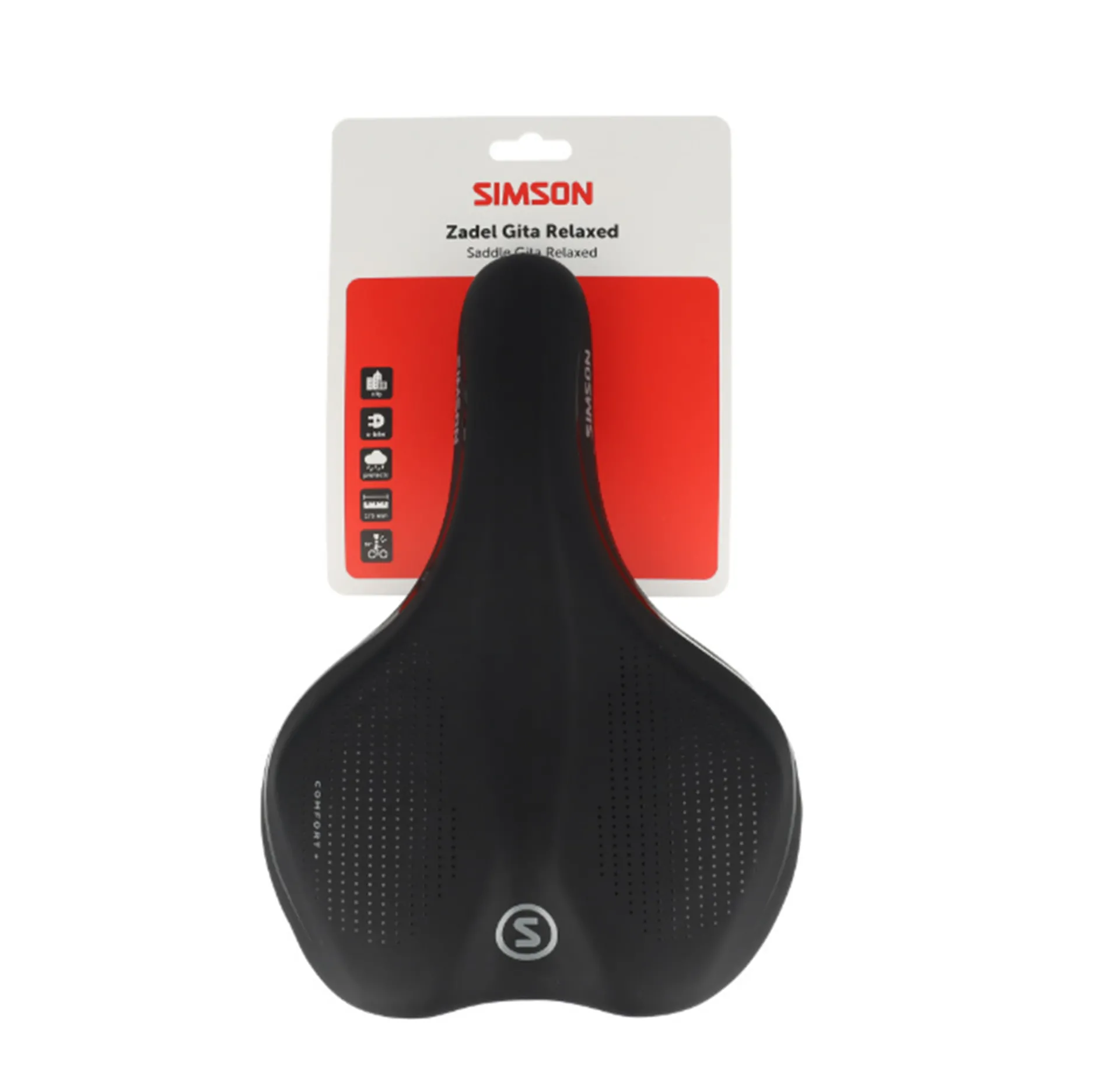 Simson Gita Relaxed Fietszadel - Unisex - Zwart
