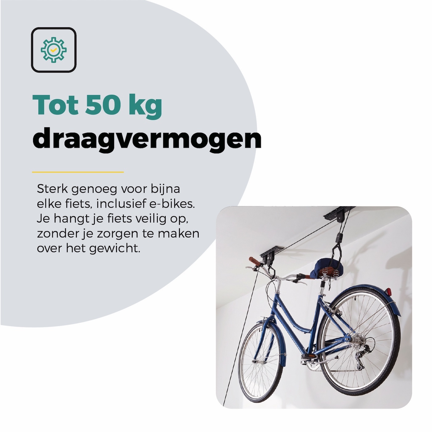 Voltano Fietslift - Ophangsysteem Fietstakel - Zwart - Max 50KG Draagkracht