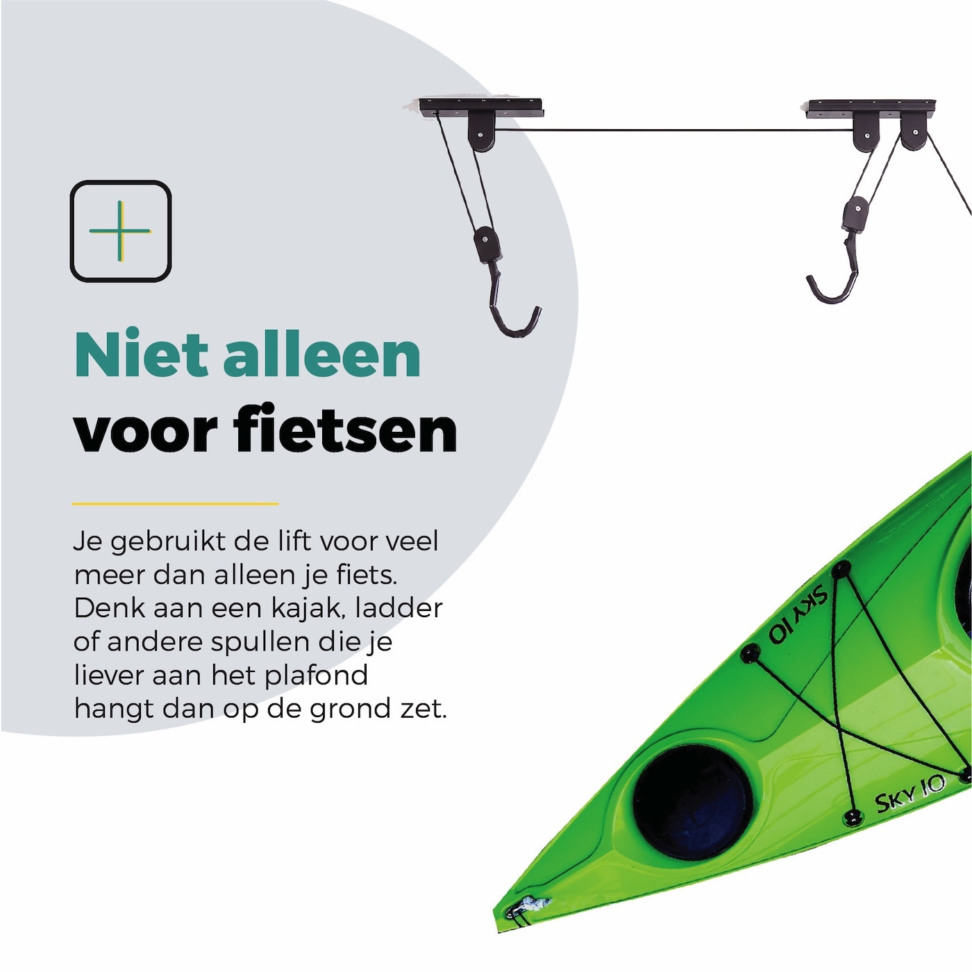 Voltano Fietslift - Ophangsysteem Fietstakel - Zwart - Max 50KG Draagkracht