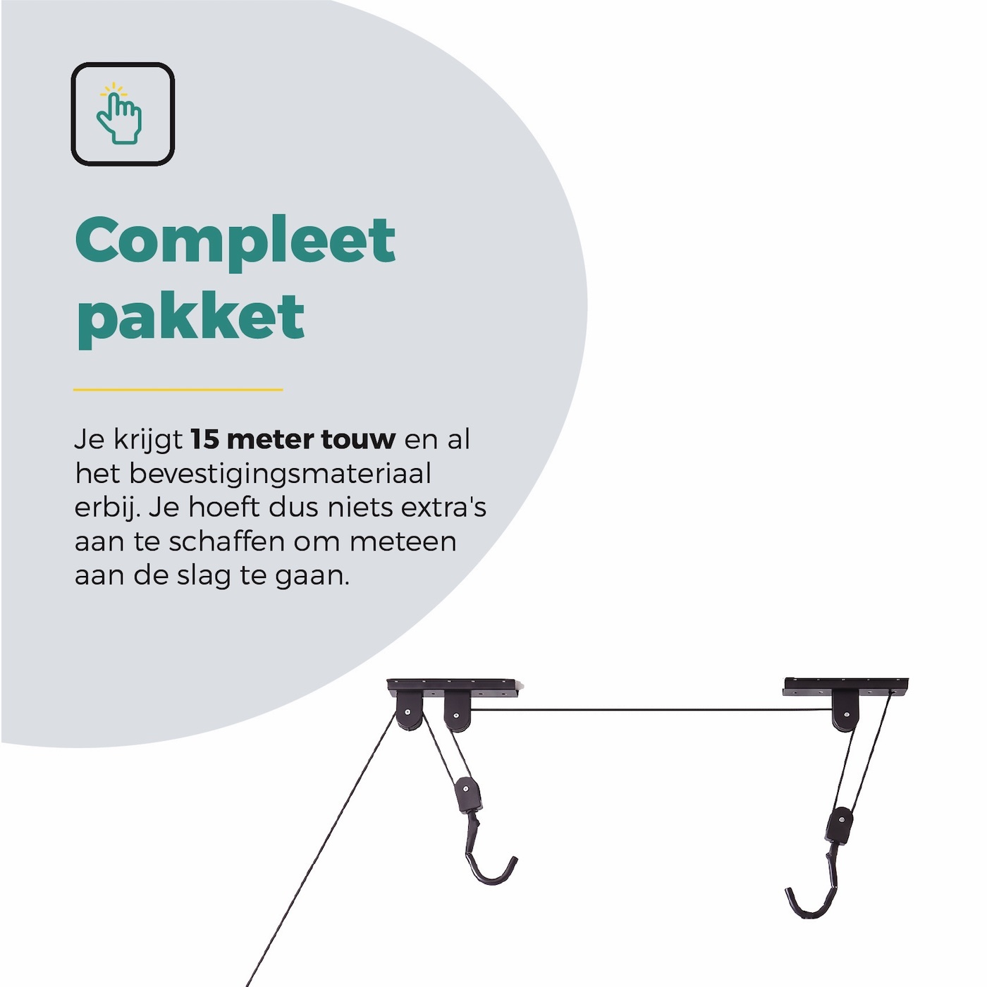 Voltano Fietslift - Ophangsysteem Fietstakel - Zwart - Max 50KG Draagkracht