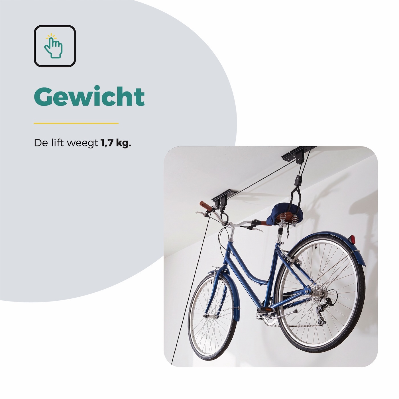 Voltano Fietslift - Ophangsysteem Fietstakel - Zwart - Max 50KG Draagkracht
