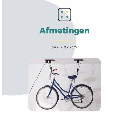 Voltano Fietslift - Ophangsysteem Fietstakel - Zwart - Max 50KG Draagkracht