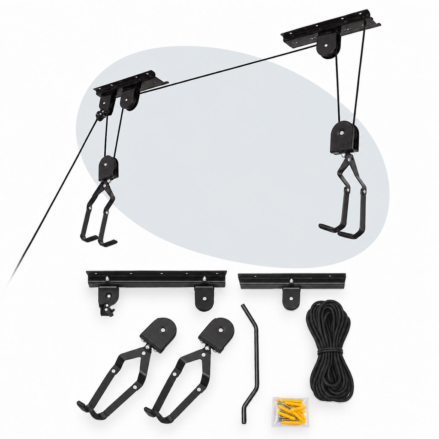 Voltano Fietslift - Ophangsysteem Fietstakel - Zwart - Max 50KG Draagkracht