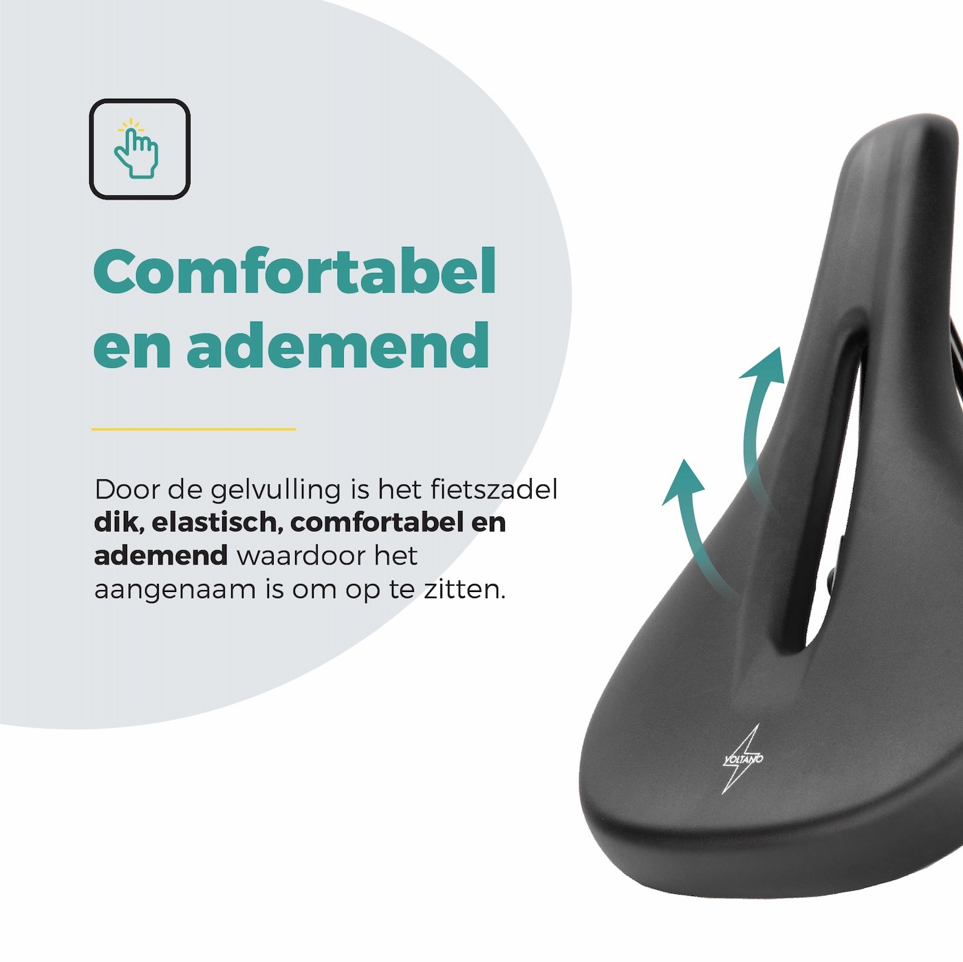 Voltano E-bike Pro Fietszadel 2.0 Middel - Zwart - Dames - Met Zadelstrop