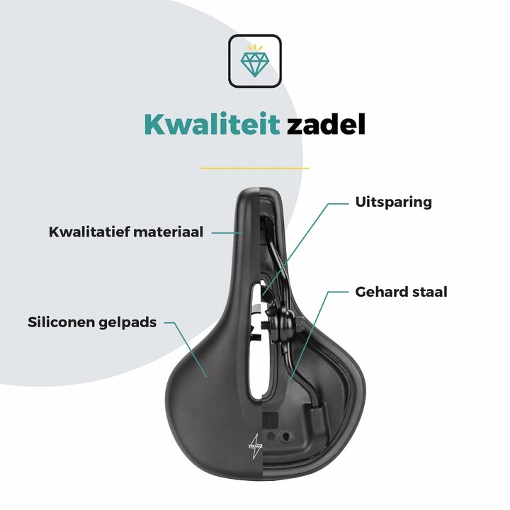 Voltano E-bike Pro Fietszadel 2.0 Middel - Zwart - Dames - Met Zadelstrop