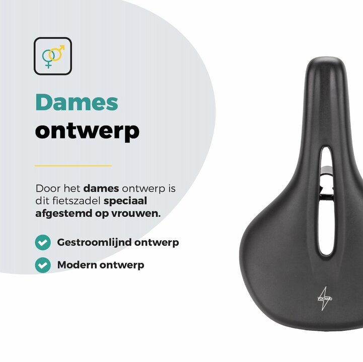 Voltano E-bike Pro Fietszadel 2.0 Middel - Zwart - Dames - Met Zadelstrop