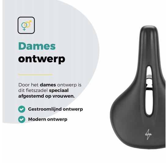 Voltano E-bike Pro Fietszadel 2.0 Middel - Zwart - Dames - Met Zadelstrop